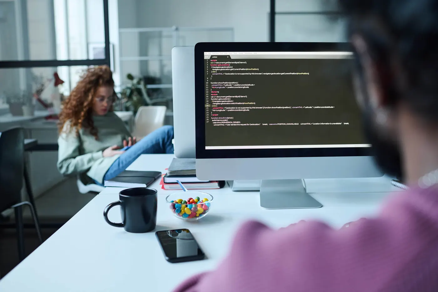 Inside the CoEdge studio: code on screen